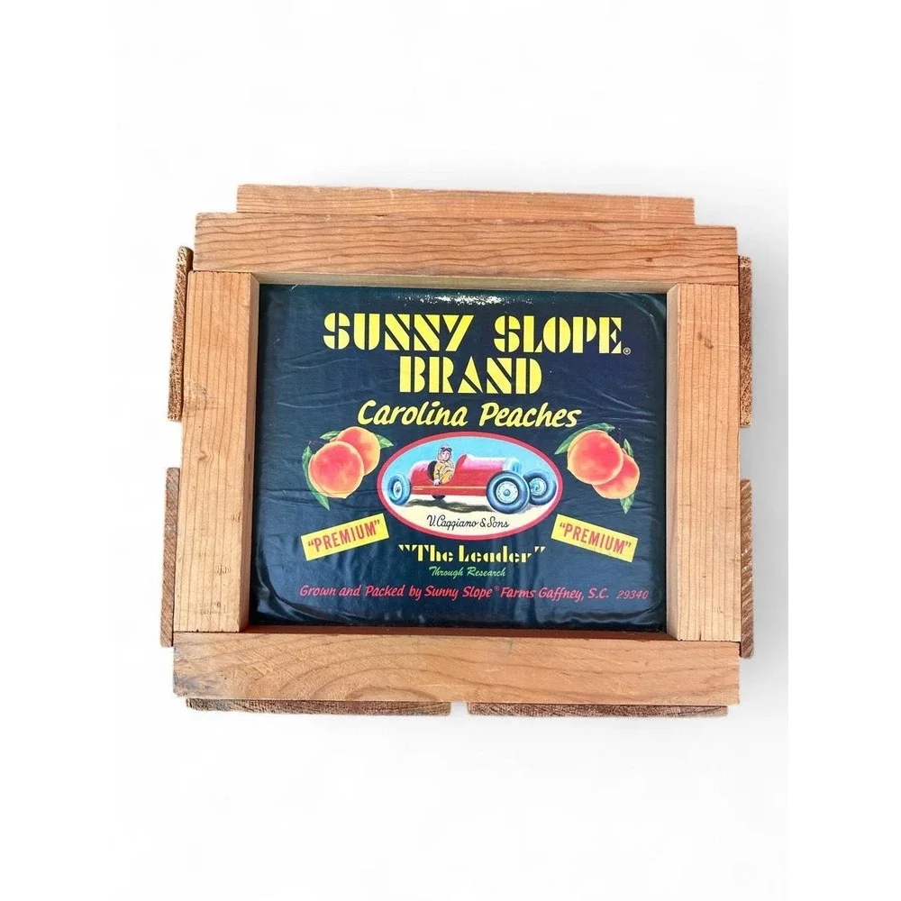 Storage Box Vintage Sunny Slope Carolina Peaches WoodCrate Farmhouse Cottagecore